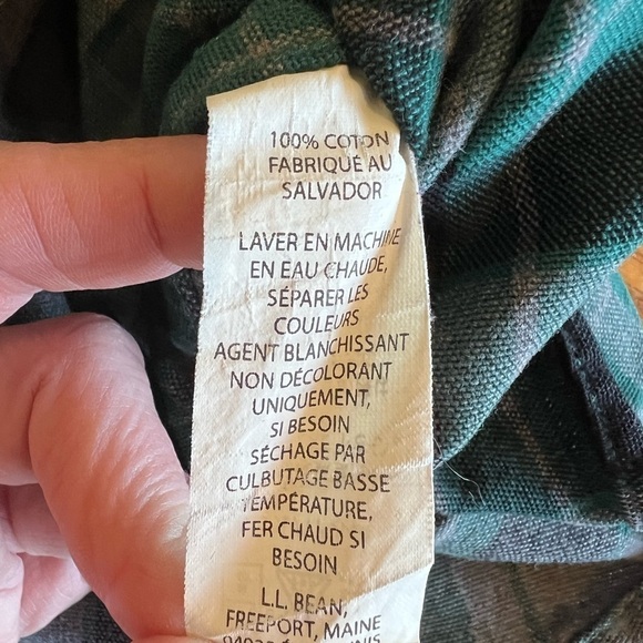 Vintage L.L. Bean Chamois Cloth Shirt Plaid with Patch Repair Cotton L-Reg - Picture 8 of 12